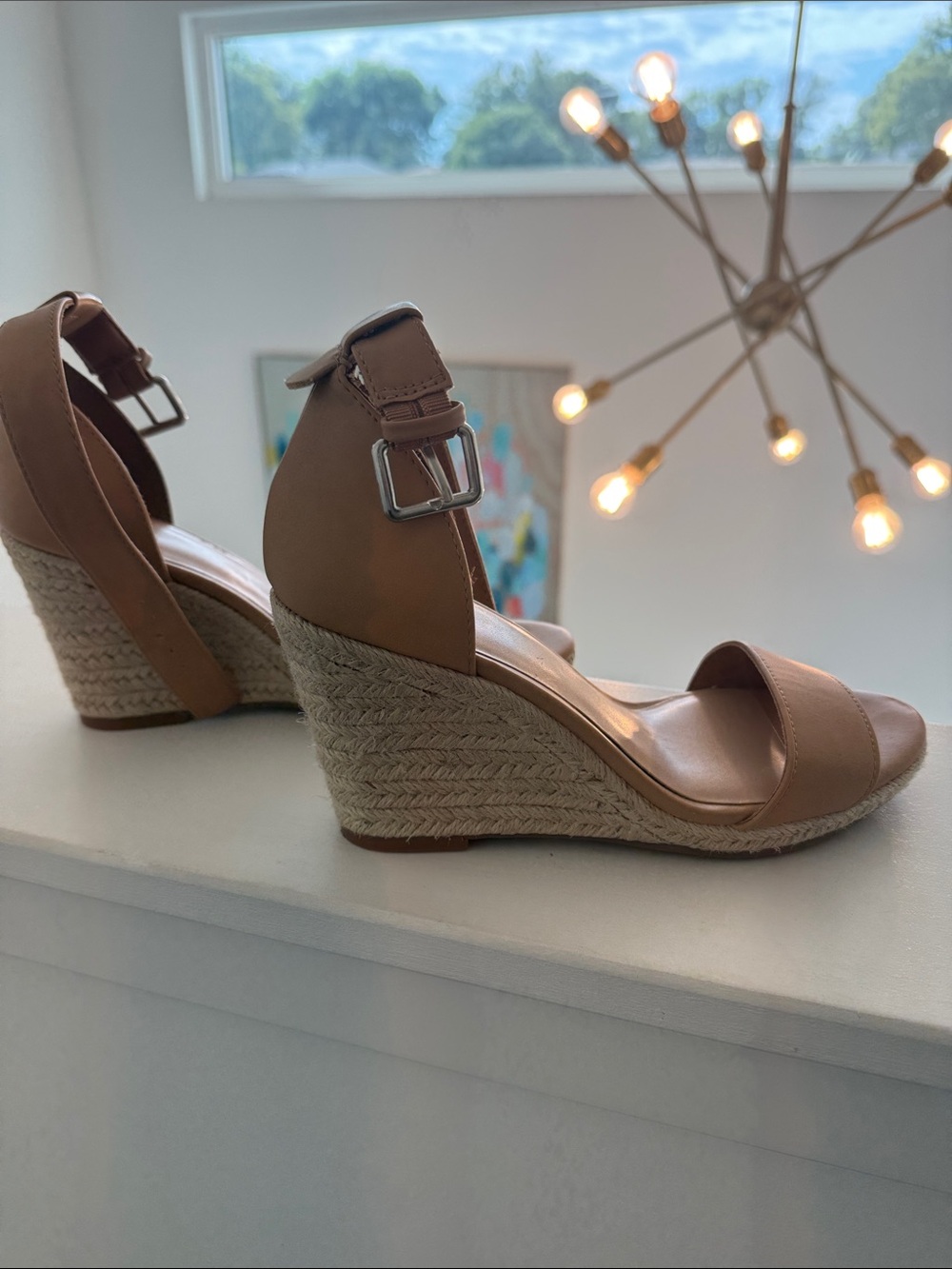 a new day Tan Espadrille Wedge Sandals with Ankle Strap